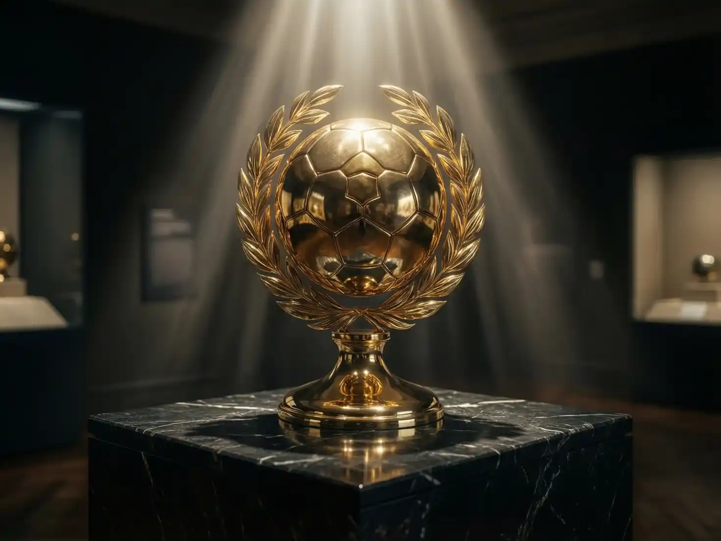 Trofeo de La Liga sobre pedestal con reflejo dorado