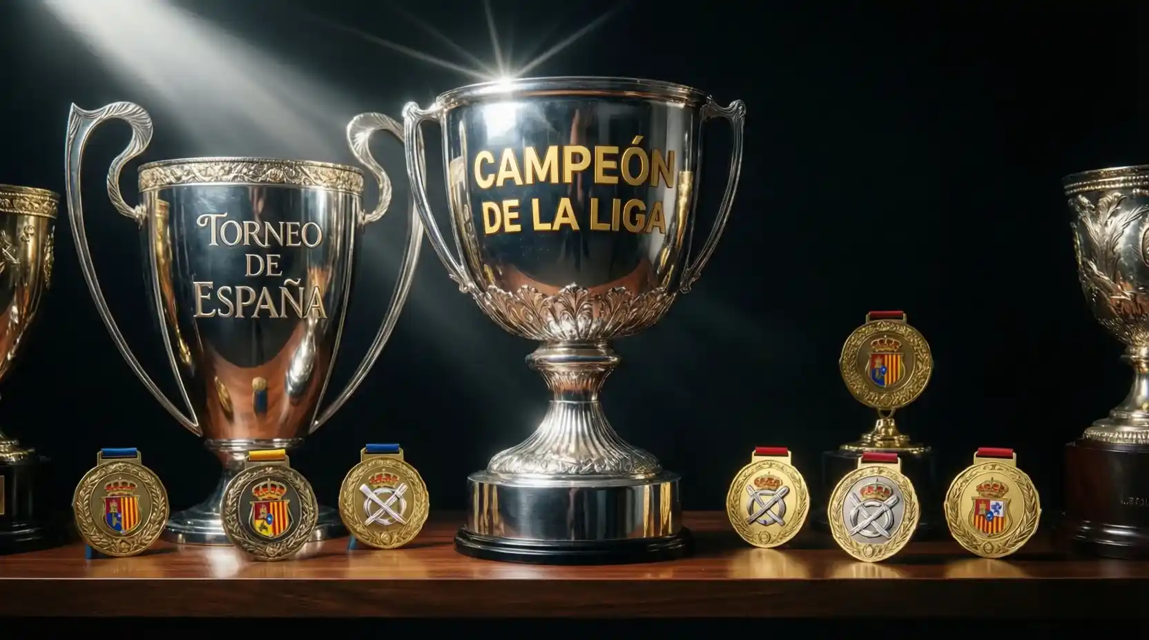 Trofeos de fútbol representando objetivos de temporada