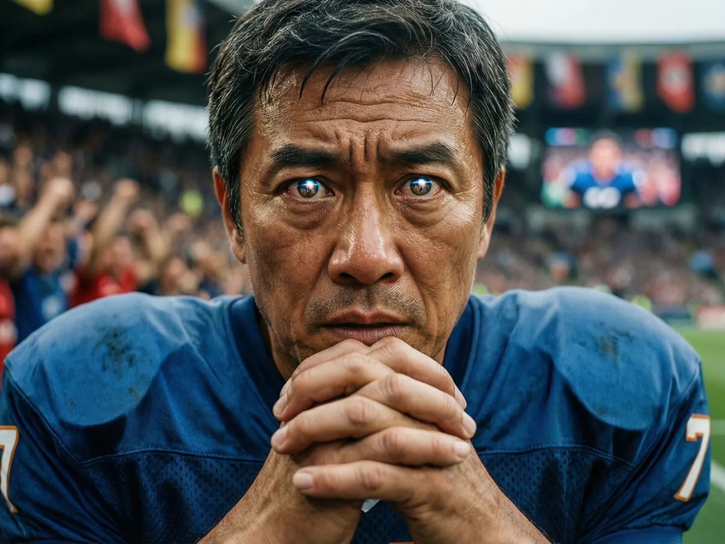 Aficionado concentrado viendo partido con expresión de tensión