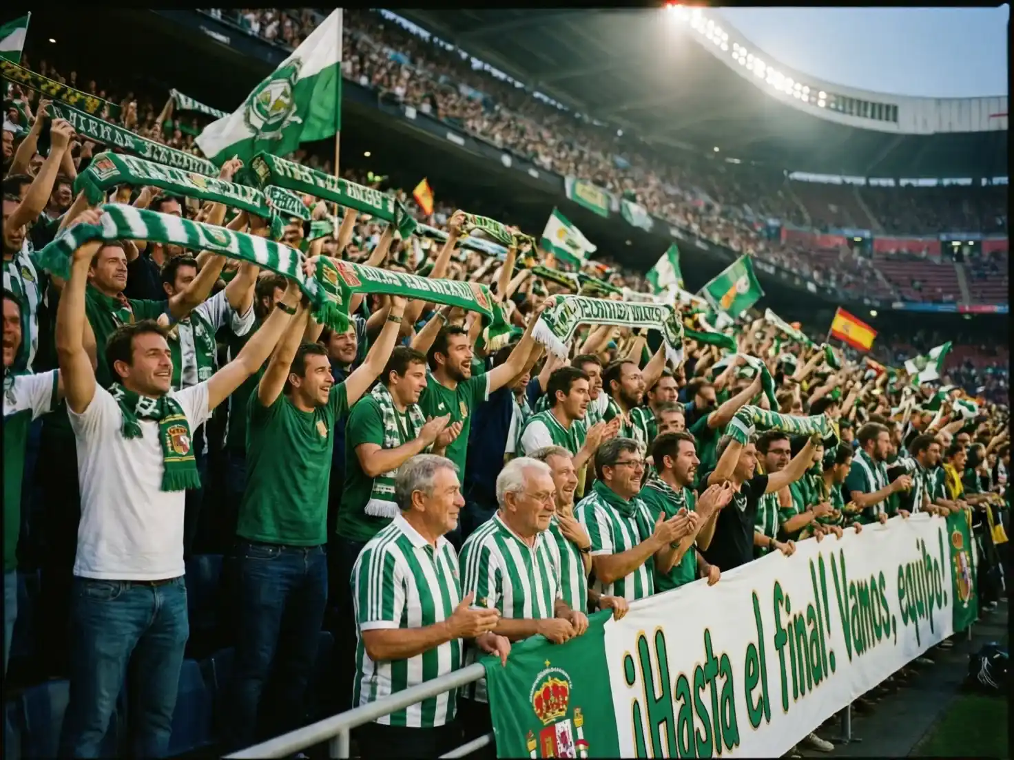 Aficionados del Betis animando desde las gradas del estadio
