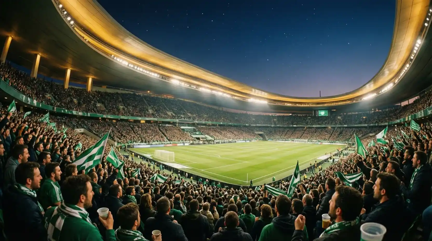 Estadio de La Cartuja con afición del Real Betis en las gradas