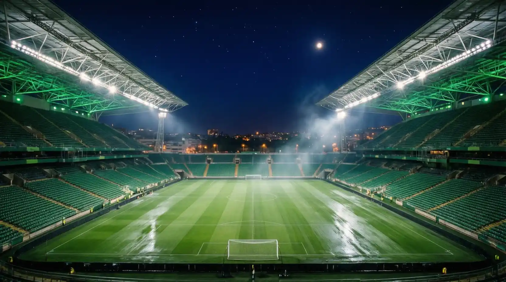 Estadio Benito Villamarín iluminado para un partido nocturno contra el Real Madrid