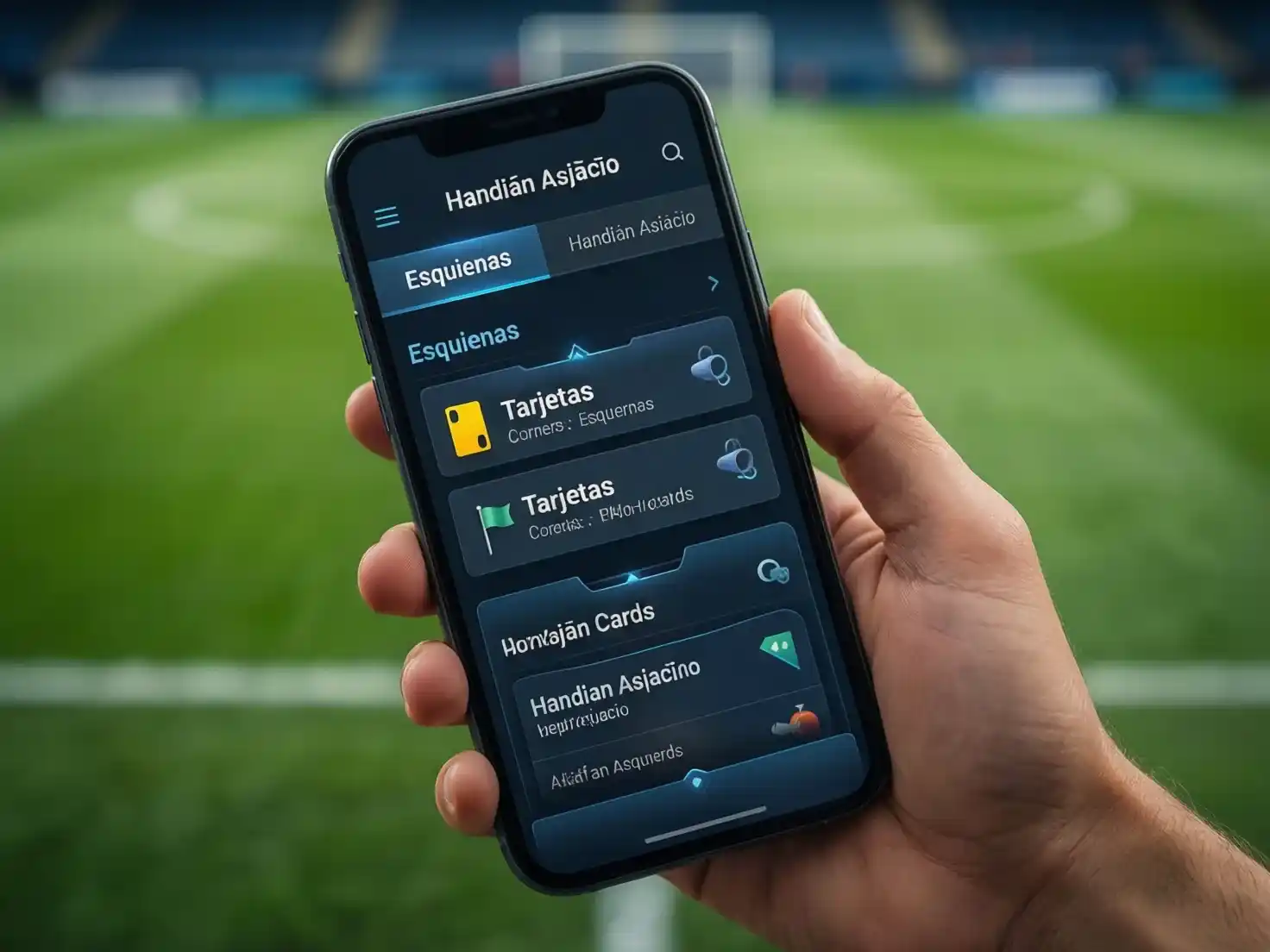 Interfaz de apuestas con mercados alternativos de fútbol