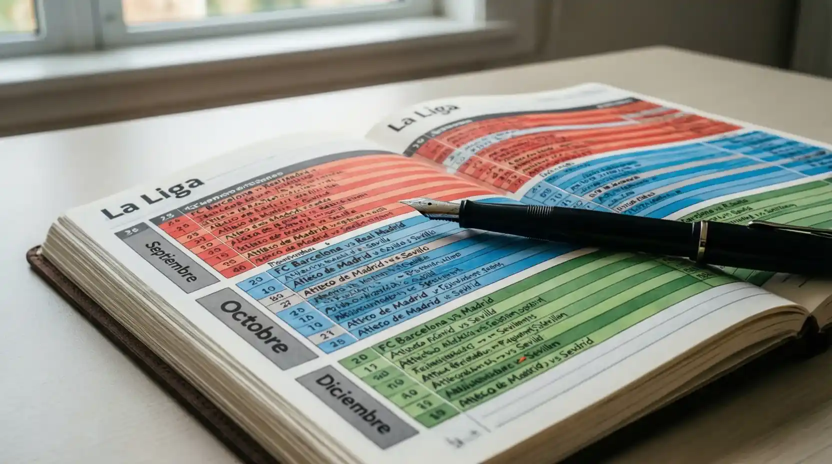 Calendario de la temporada de La Liga con fechas marcadas