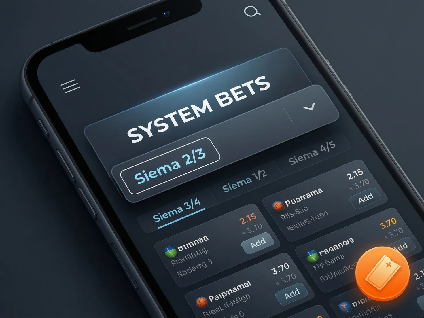 Interfaz de apuestas mostrando opciones de sistema