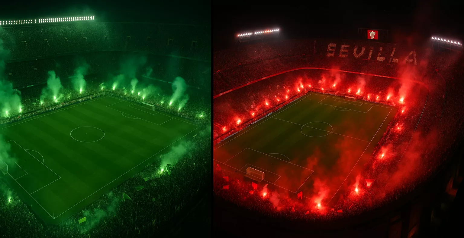 Comparación de los estadios Benito Villamarín y Ramón Sánchez Pizjuán durante el derbi sevillano