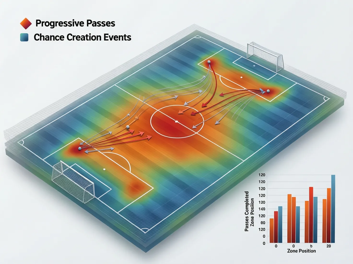 Gráfico de pases progresivos y creación de ocasiones
