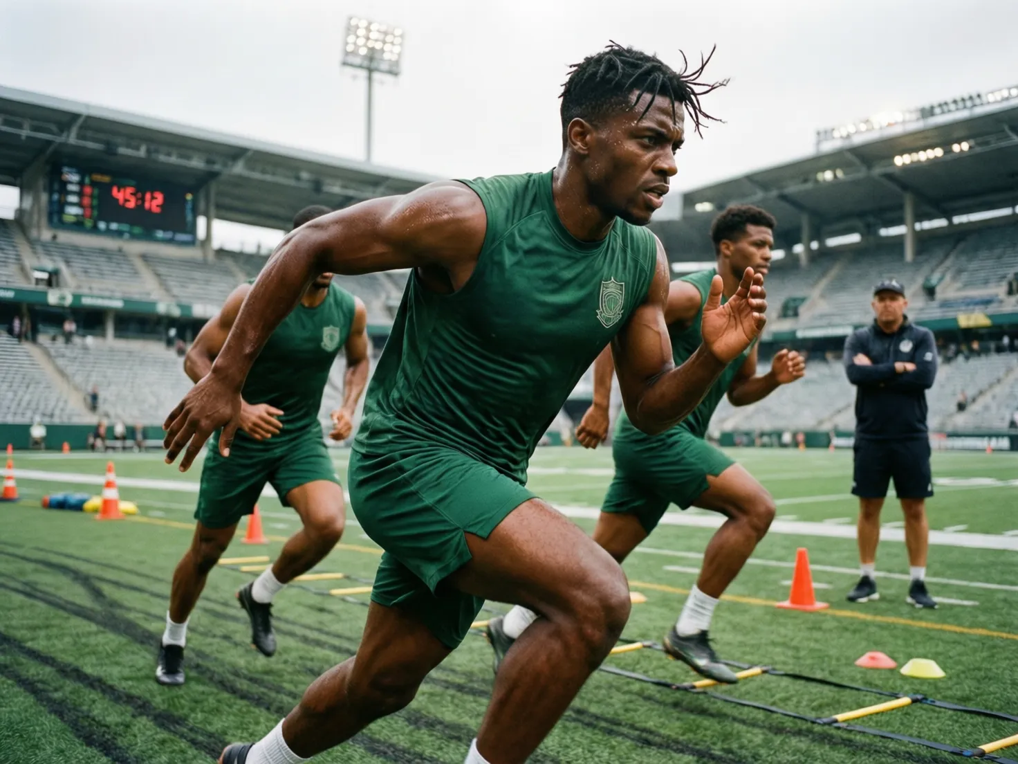 Jugador nuevo entrenando con el equipo en la ciudad deportiva