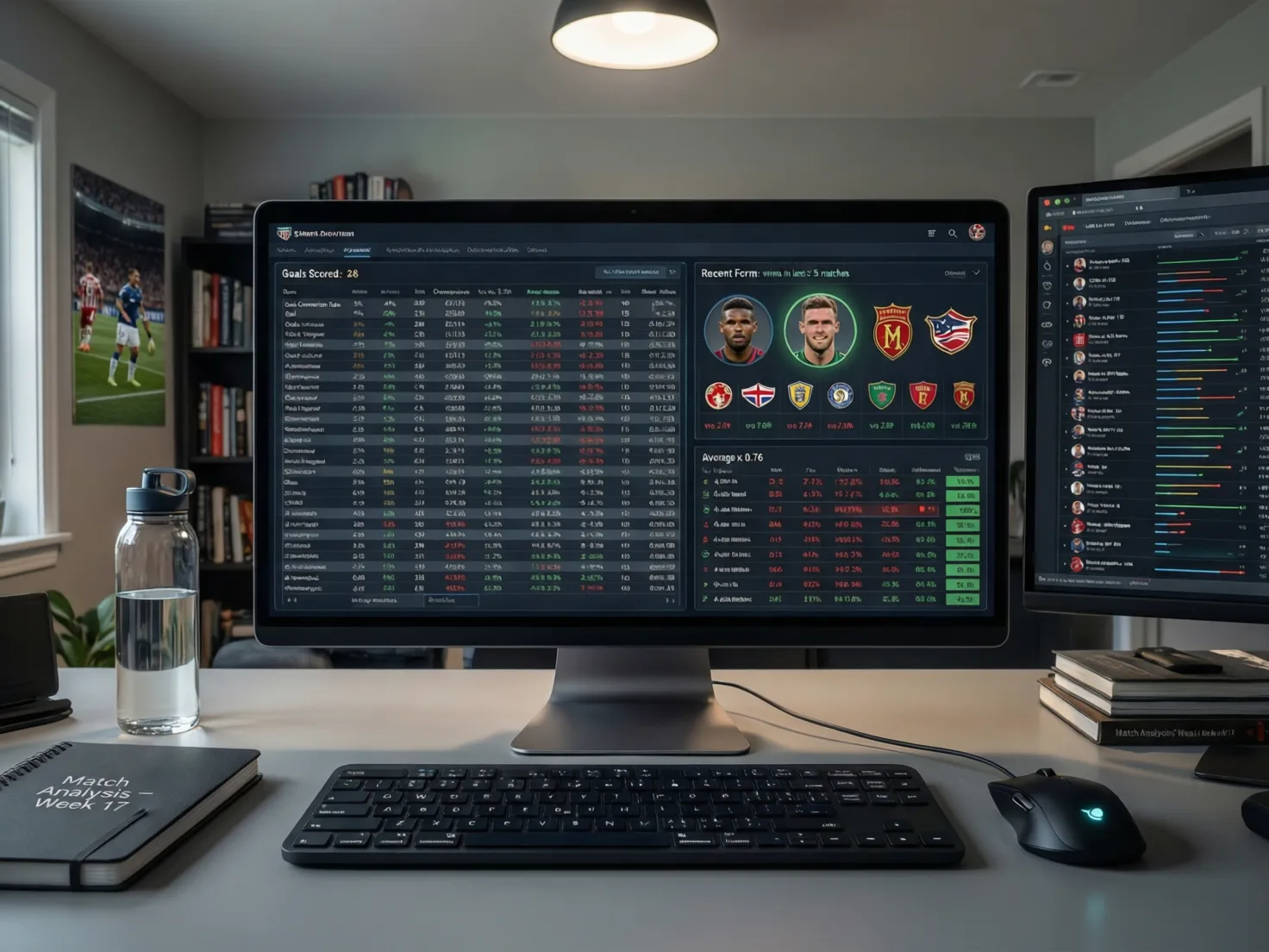 Análisis de rendimiento goleador en pantalla de ordenador