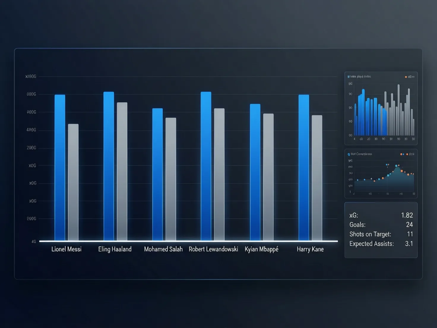 Gráfico de expected goals xG con datos de jugadores