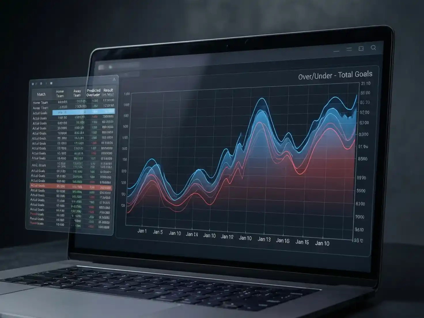 Gráfico de rendimiento de apuestas a goles