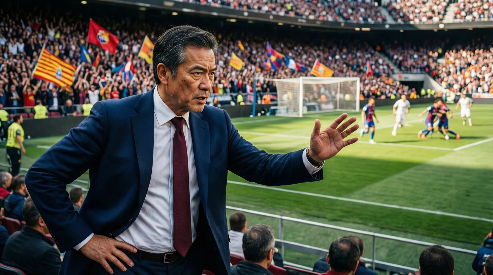 Manuel Pellegrini dirigiendo al Betis desde el área técnica